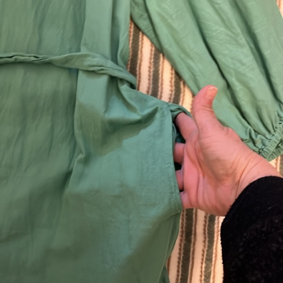 Knox Rose Women’s Teal 3/4 Puffy Sleeve Vneck ruffle dress with tie belt XS - Picture 10 of 11